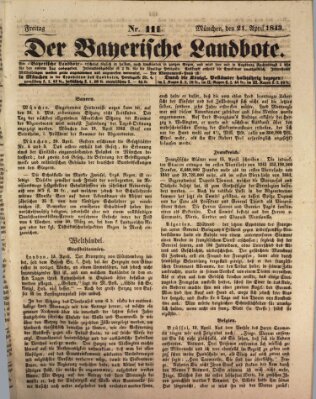 Der Bayerische Landbote Freitag 21. April 1843