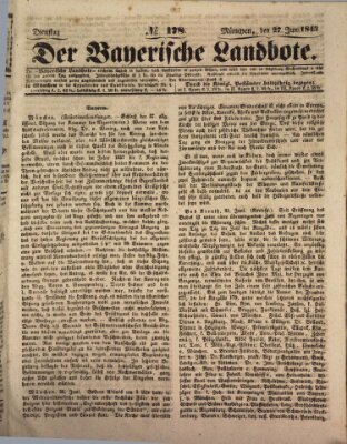 Der Bayerische Landbote Dienstag 27. Juni 1843