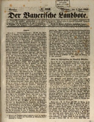Der Bayerische Landbote Samstag 1. Juli 1843