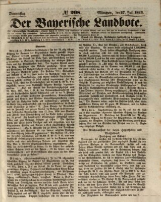 Der Bayerische Landbote Donnerstag 27. Juli 1843