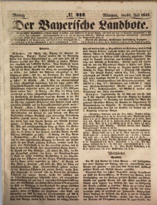 Der Bayerische Landbote Montag 31. Juli 1843