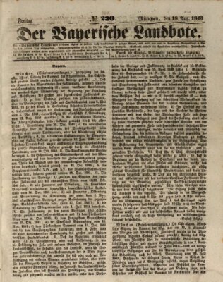 Der Bayerische Landbote Freitag 18. August 1843