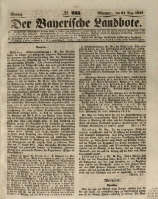 Der Bayerische Landbote Montag 21. August 1843