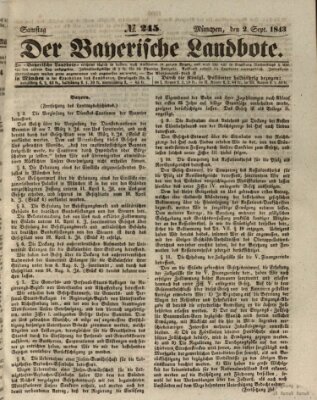 Der Bayerische Landbote Samstag 2. September 1843