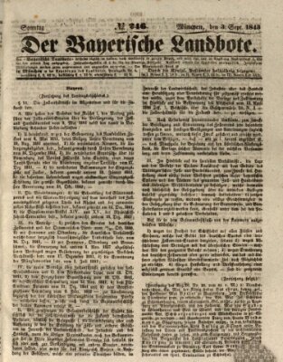 Der Bayerische Landbote Sonntag 3. September 1843