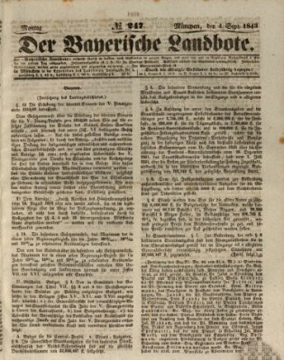 Der Bayerische Landbote Montag 4. September 1843