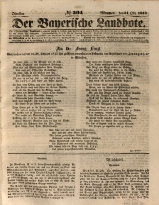 Der Bayerische Landbote Dienstag 31. Oktober 1843