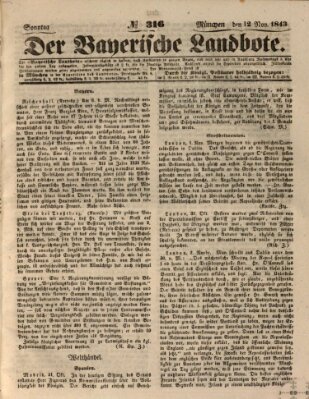 Der Bayerische Landbote Sonntag 12. November 1843