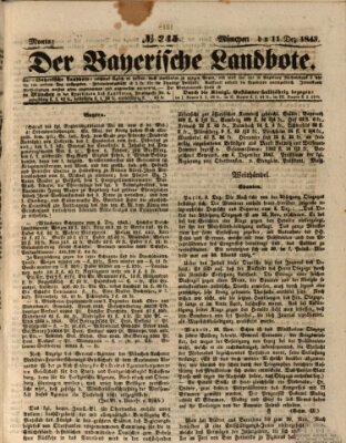 Der Bayerische Landbote Montag 11. Dezember 1843