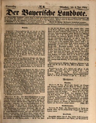 Der Bayerische Landbote Donnerstag 4. Januar 1844