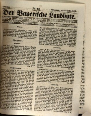 Der Bayerische Landbote Dienstag 13. Februar 1844