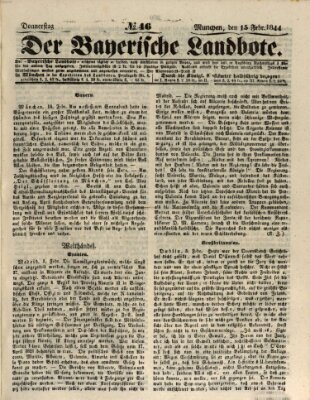 Der Bayerische Landbote Donnerstag 15. Februar 1844