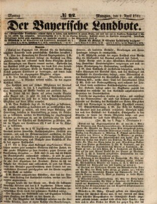 Der Bayerische Landbote Montag 1. April 1844