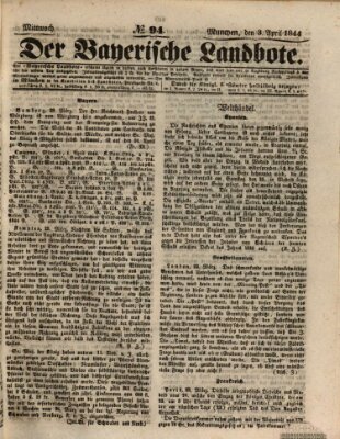 Der Bayerische Landbote Mittwoch 3. April 1844