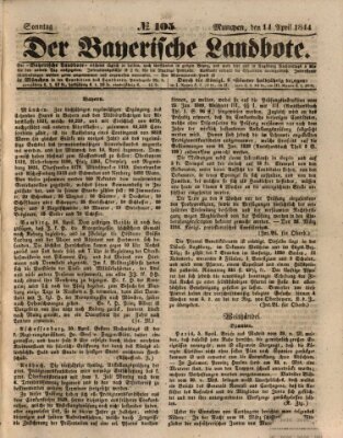 Der Bayerische Landbote Sonntag 14. April 1844