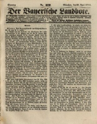 Der Bayerische Landbote Sonntag 21. April 1844