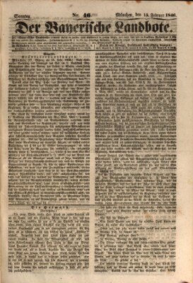 Der Bayerische Landbote Sonntag 15. Februar 1846