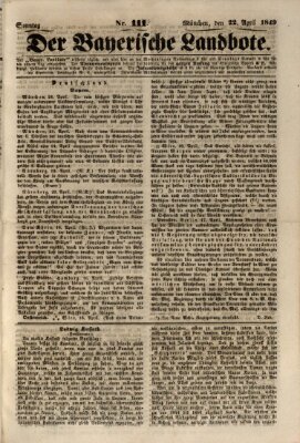 Der Bayerische Landbote Sonntag 22. April 1849