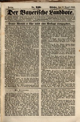 Der Bayerische Landbote Freitag 31. August 1849