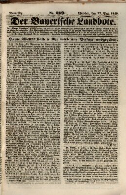 Der Bayerische Landbote Donnerstag 27. September 1849