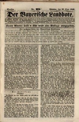 Der Bayerische Landbote Samstag 29. September 1849