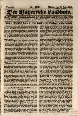 Der Bayerische Landbote Donnerstag 11. Oktober 1849