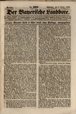 Der Bayerische Landbote Samstag 3. November 1849