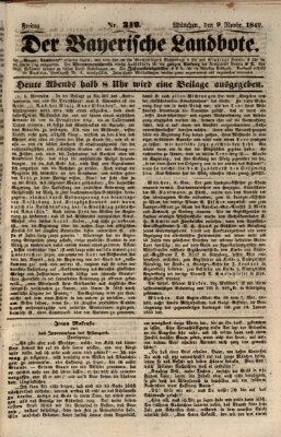 Der Bayerische Landbote Freitag 9. November 1849