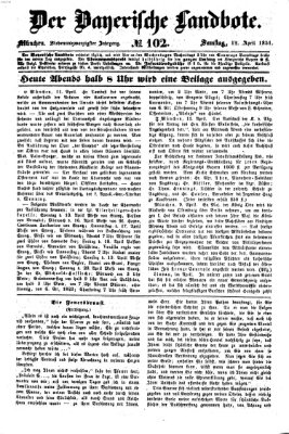 Der Bayerische Landbote Samstag 12. April 1851