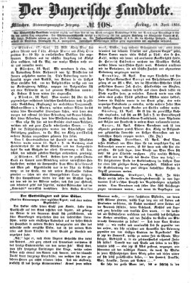 Der Bayerische Landbote Freitag 18. April 1851