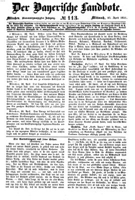 Der Bayerische Landbote Mittwoch 23. April 1851