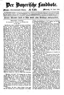 Der Bayerische Landbote Mittwoch 30. April 1851