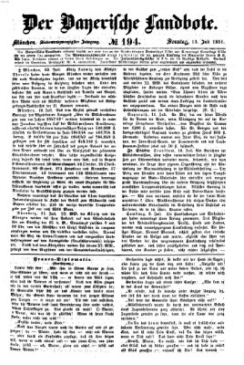 Der Bayerische Landbote Sonntag 13. Juli 1851