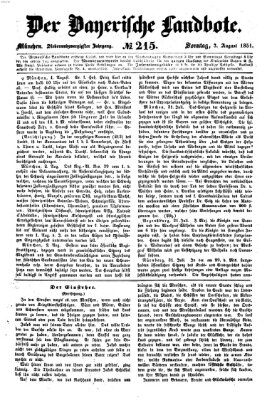 Der Bayerische Landbote Sonntag 3. August 1851