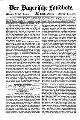 Der Bayerische Landbote Sonntag 1. Januar 1854