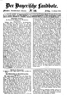 Der Bayerische Landbote Freitag 15. Februar 1856
