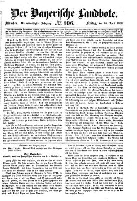 Der Bayerische Landbote Freitag 16. April 1858