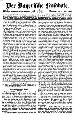 Der Bayerische Landbote Sonntag 14. April 1861