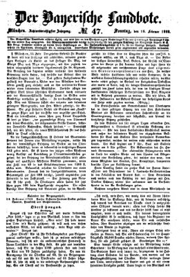 Der Bayerische Landbote Sonntag 16. Februar 1862