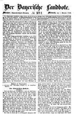 Der Bayerische Landbote Mittwoch 1. Oktober 1862