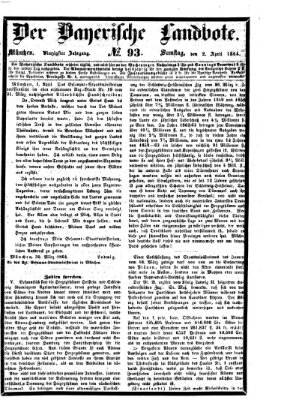 Der Bayerische Landbote Samstag 2. April 1864