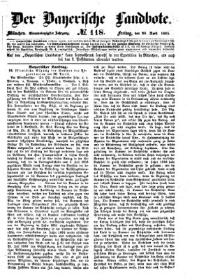 Der Bayerische Landbote Freitag 28. April 1865