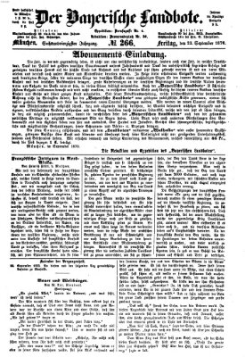 Der Bayerische Landbote Freitag 23. September 1870