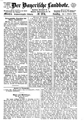 Der Bayerische Landbote Samstag 1. Oktober 1870