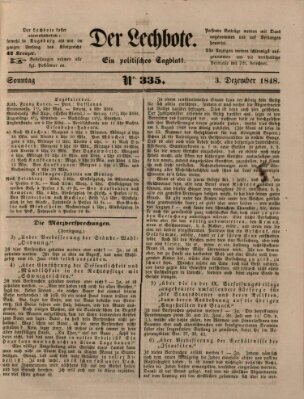 Der Lechbote Sonntag 3. Dezember 1848