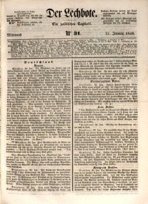 Der Lechbote Mittwoch 31. Januar 1849