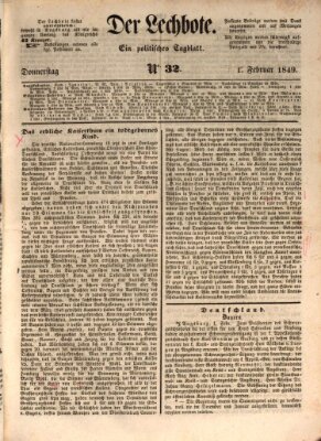 Der Lechbote Donnerstag 1. Februar 1849