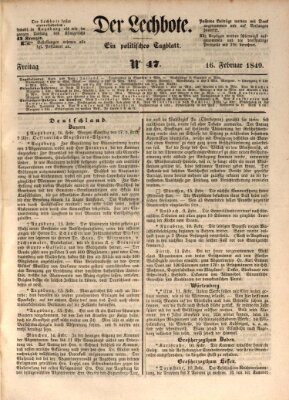 Der Lechbote Freitag 16. Februar 1849