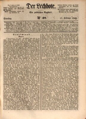 Der Lechbote Samstag 17. Februar 1849