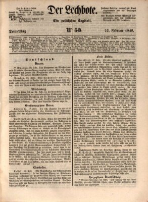 Der Lechbote Donnerstag 22. Februar 1849